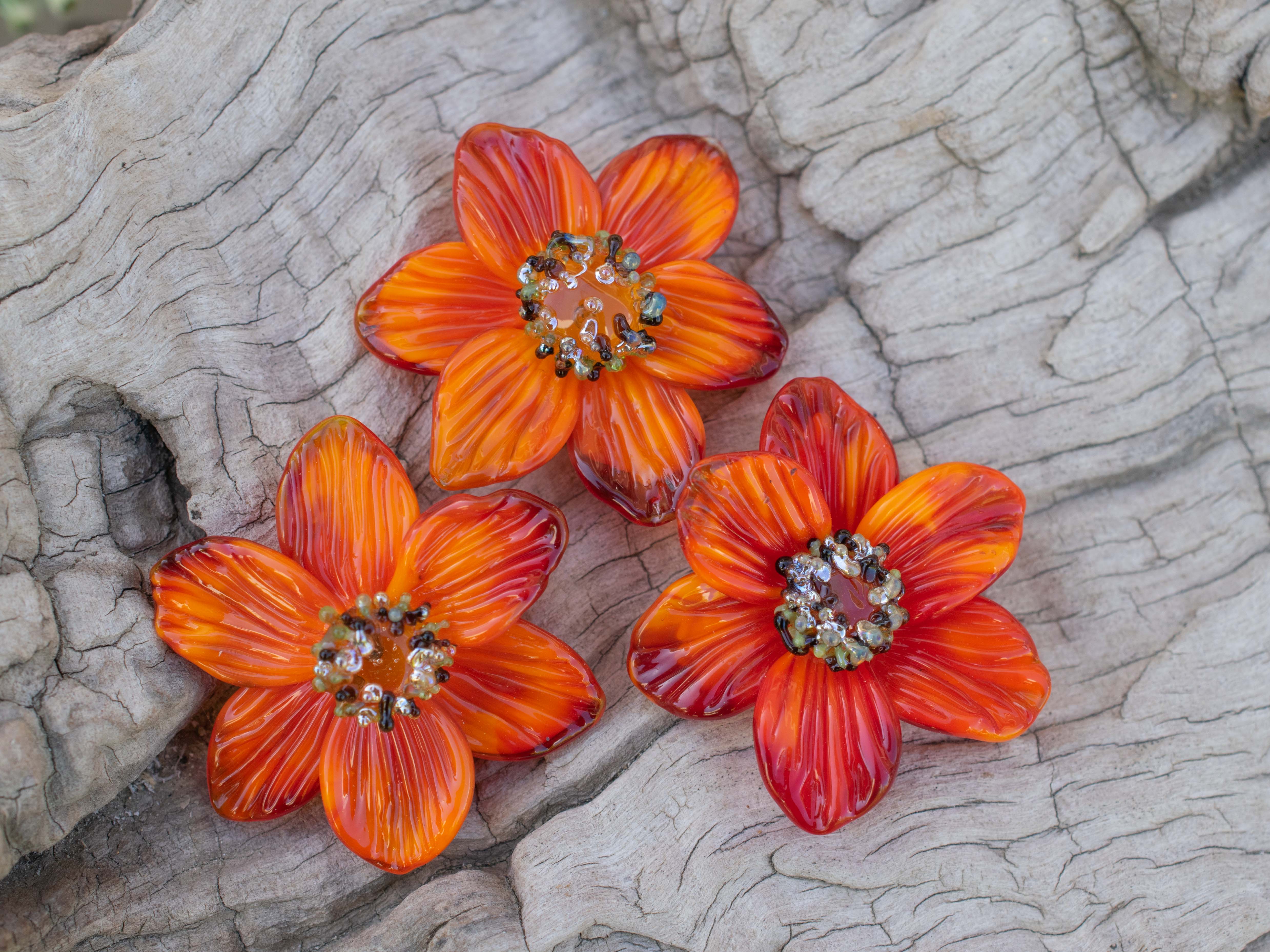 Orange flower bead