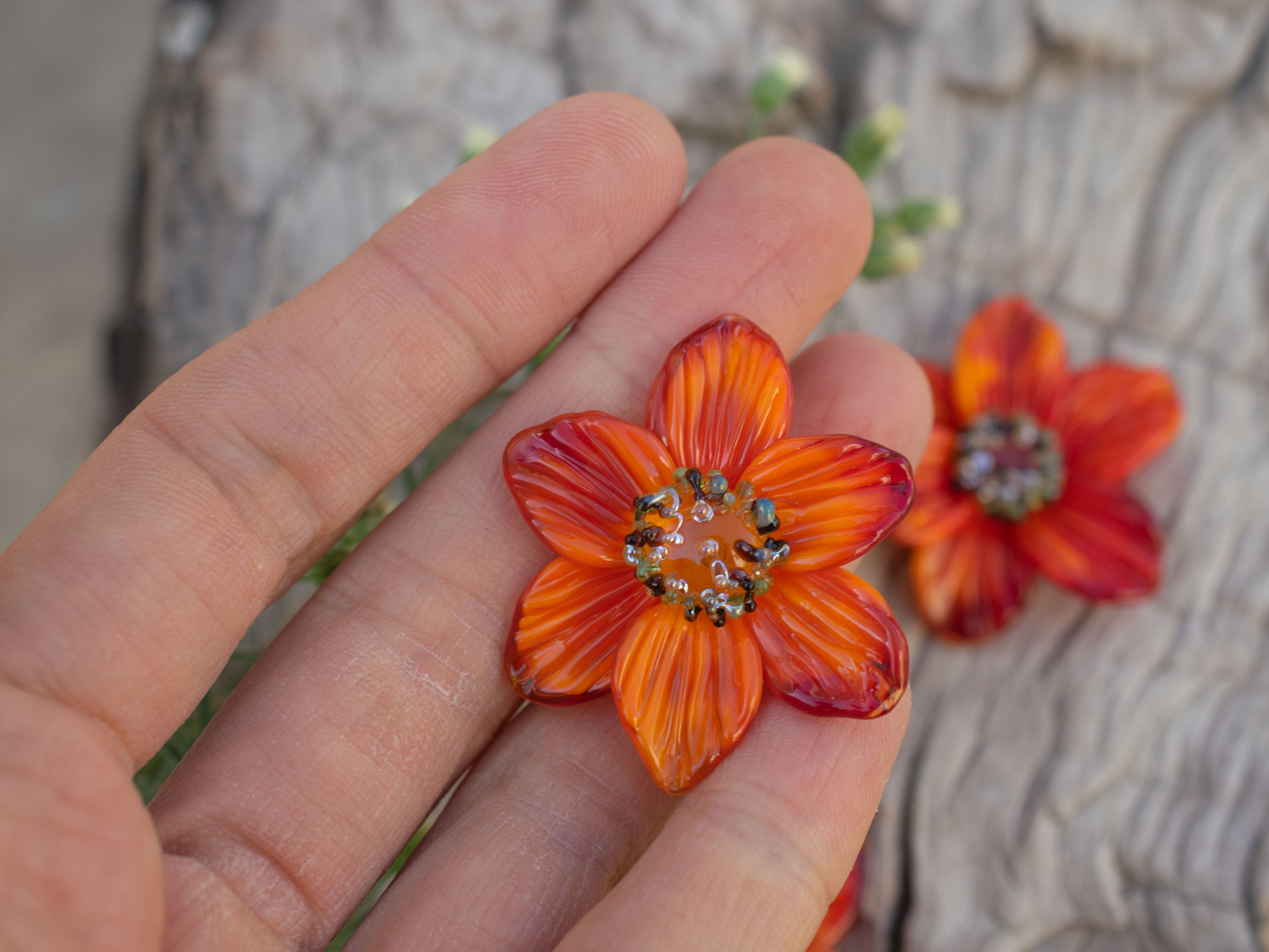 Orange flower bead