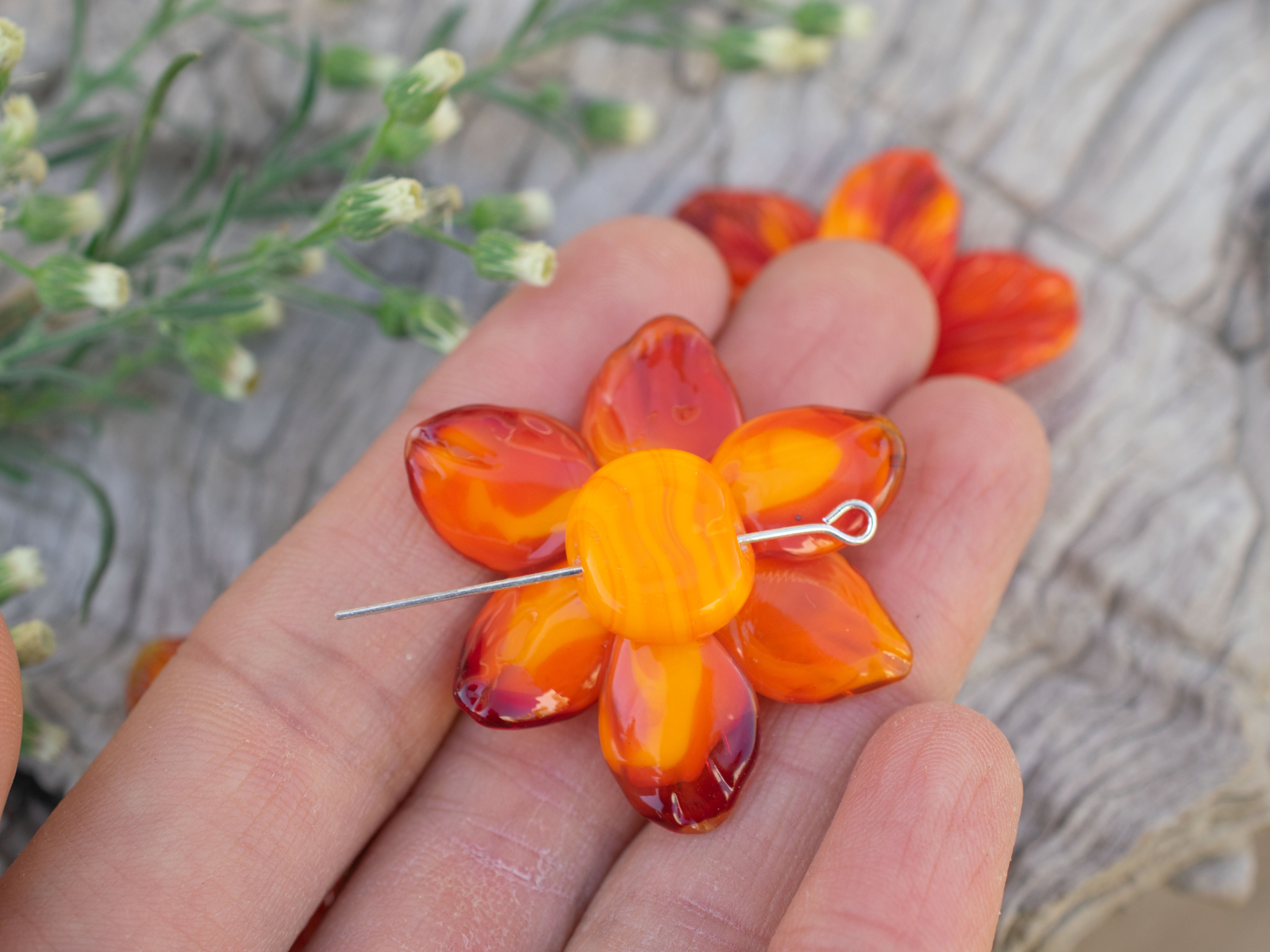 Orange flower bead