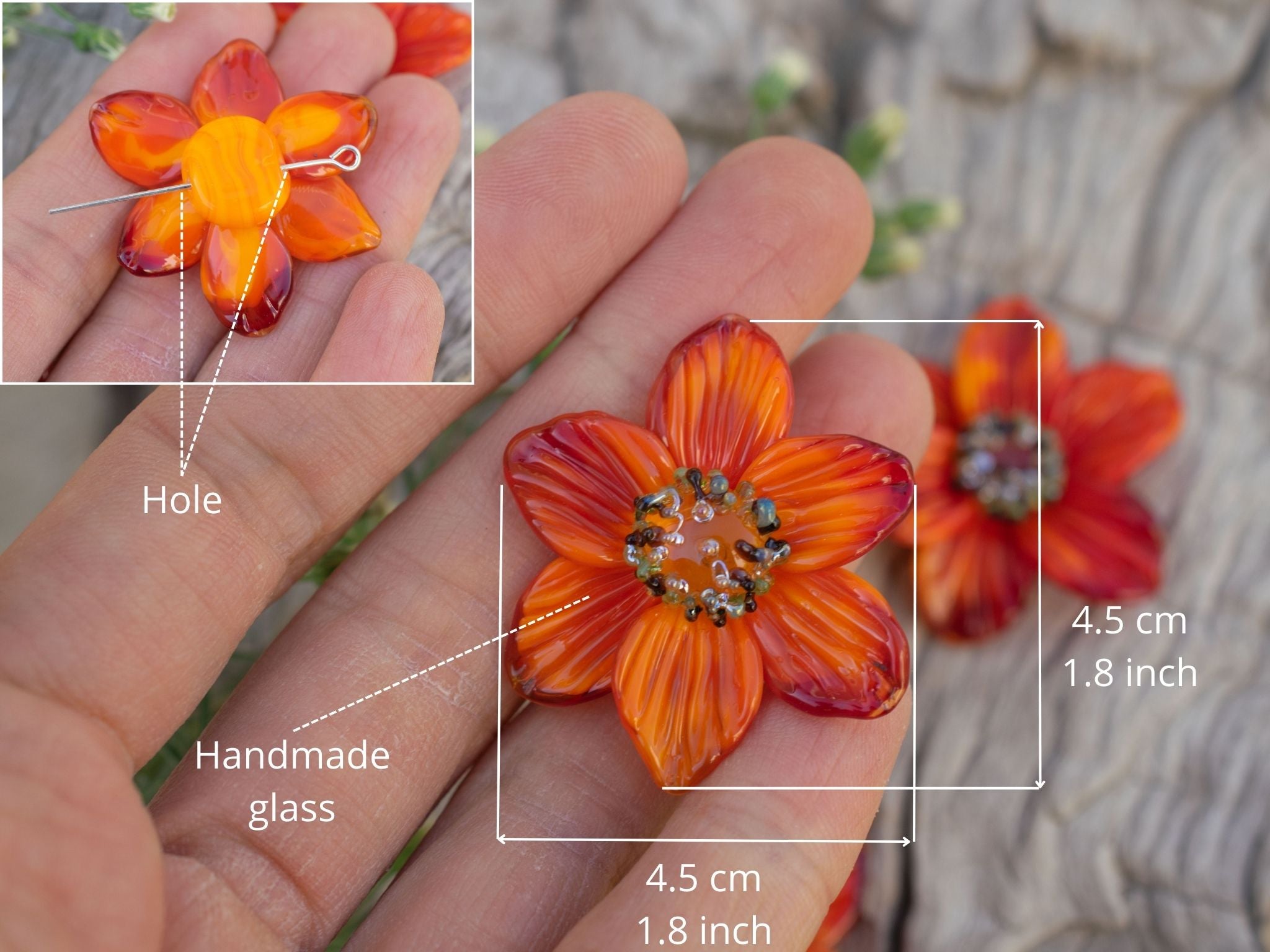 Orange flower bead