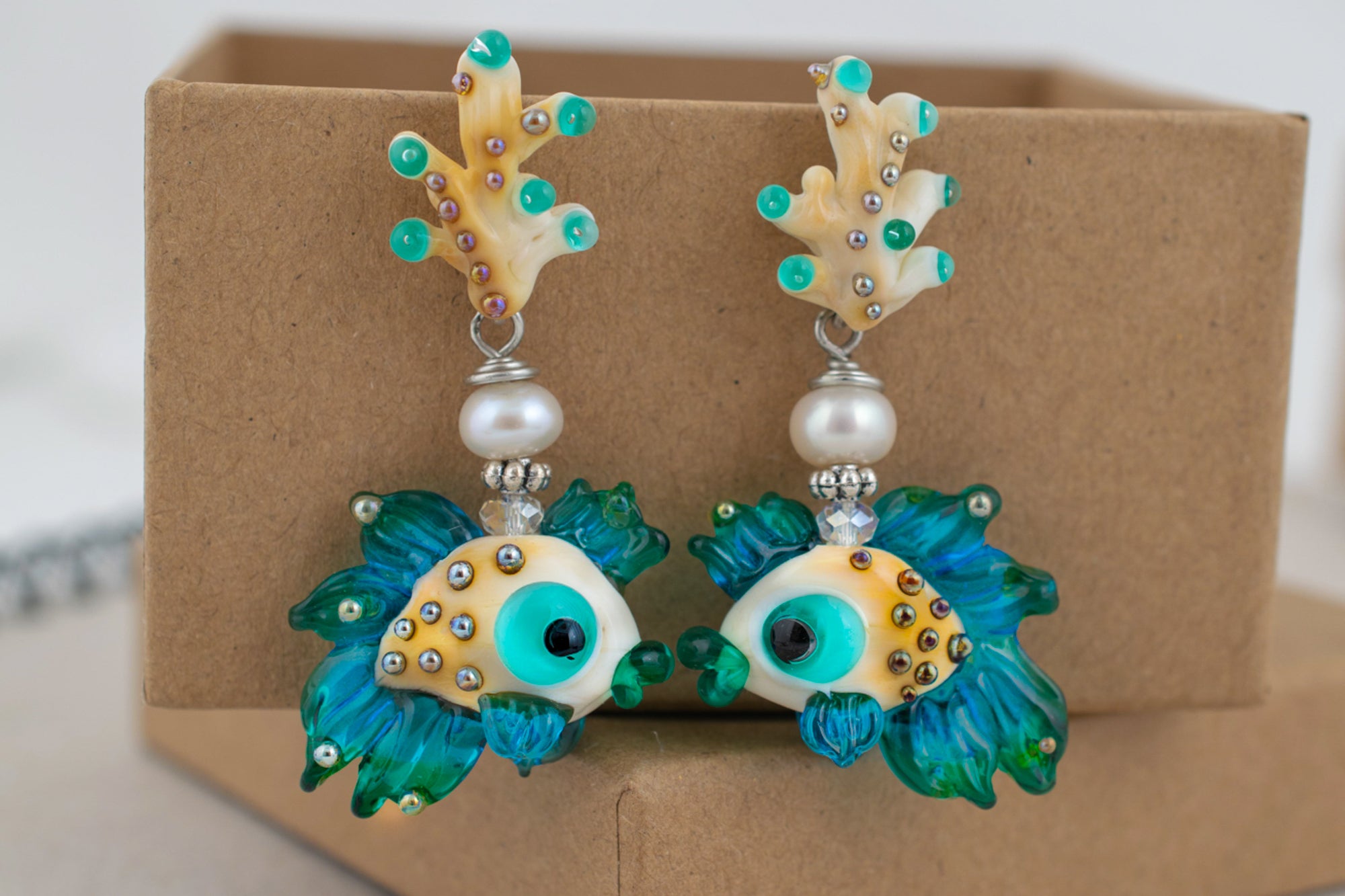 Turqiouse fish earrings