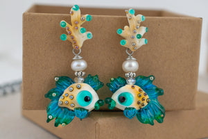 Turqiouse fish earrings