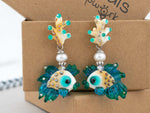 Load image into Gallery viewer, Turqiouse fish earrings
