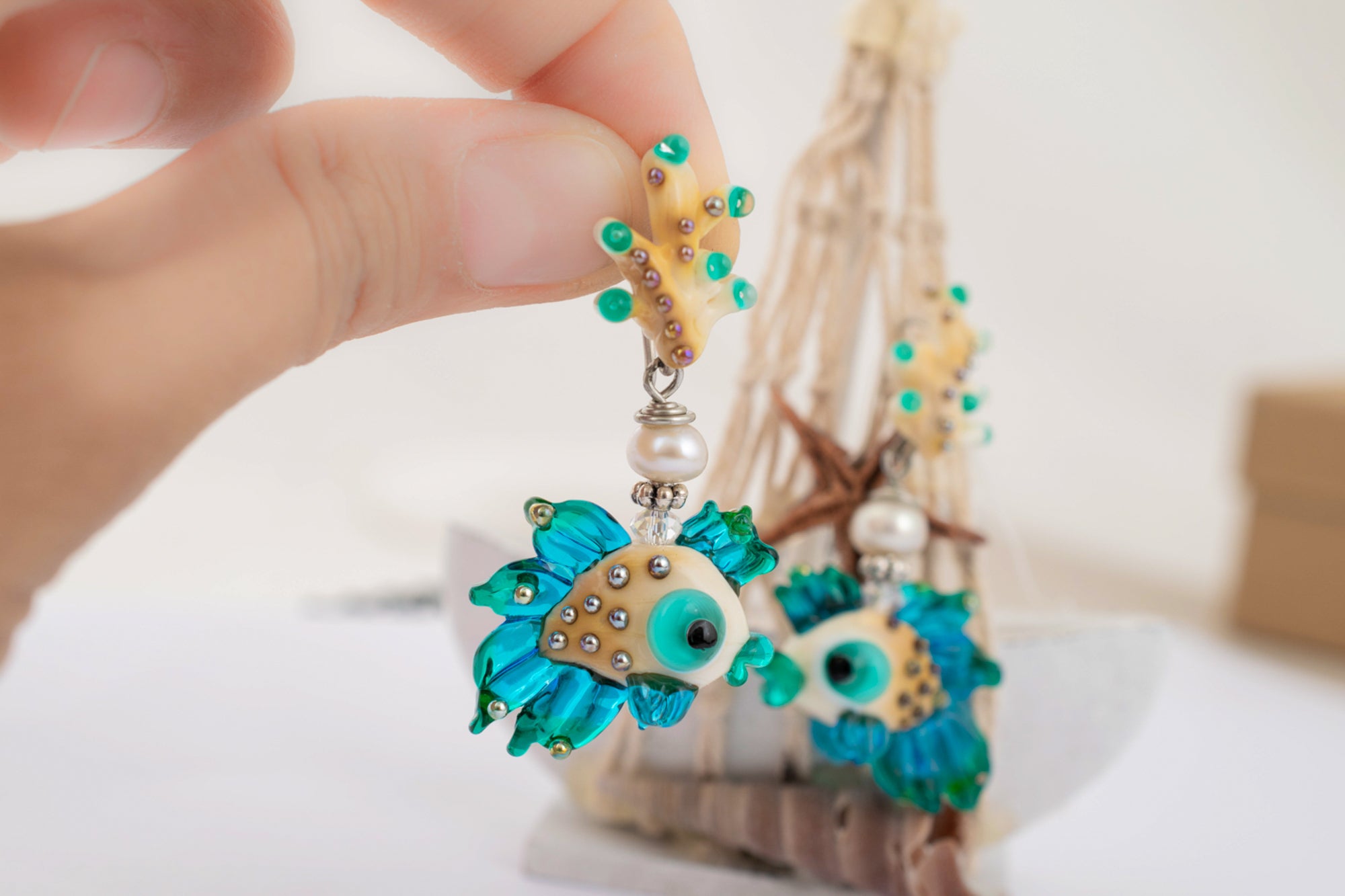 Turqiouse fish earrings