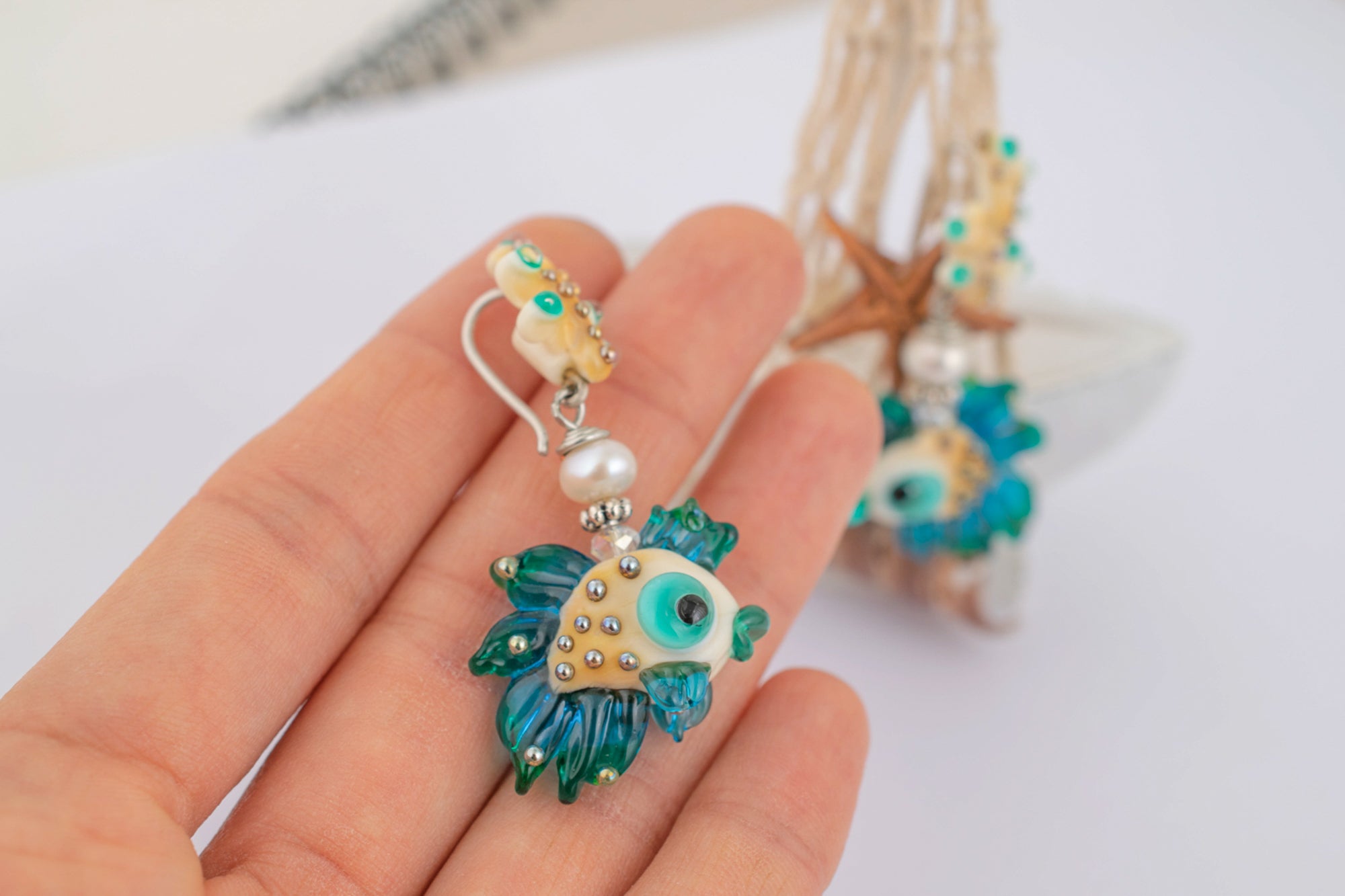 Turqiouse fish earrings