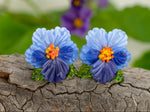 Load image into Gallery viewer, Blue flower earrings
