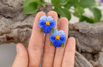Load image into Gallery viewer, Blue flower earrings
