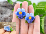 Load image into Gallery viewer, Blue flower earrings
