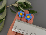Load image into Gallery viewer, Blue flower stud earrings
