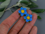 Load image into Gallery viewer, Blue flower stud earrings
