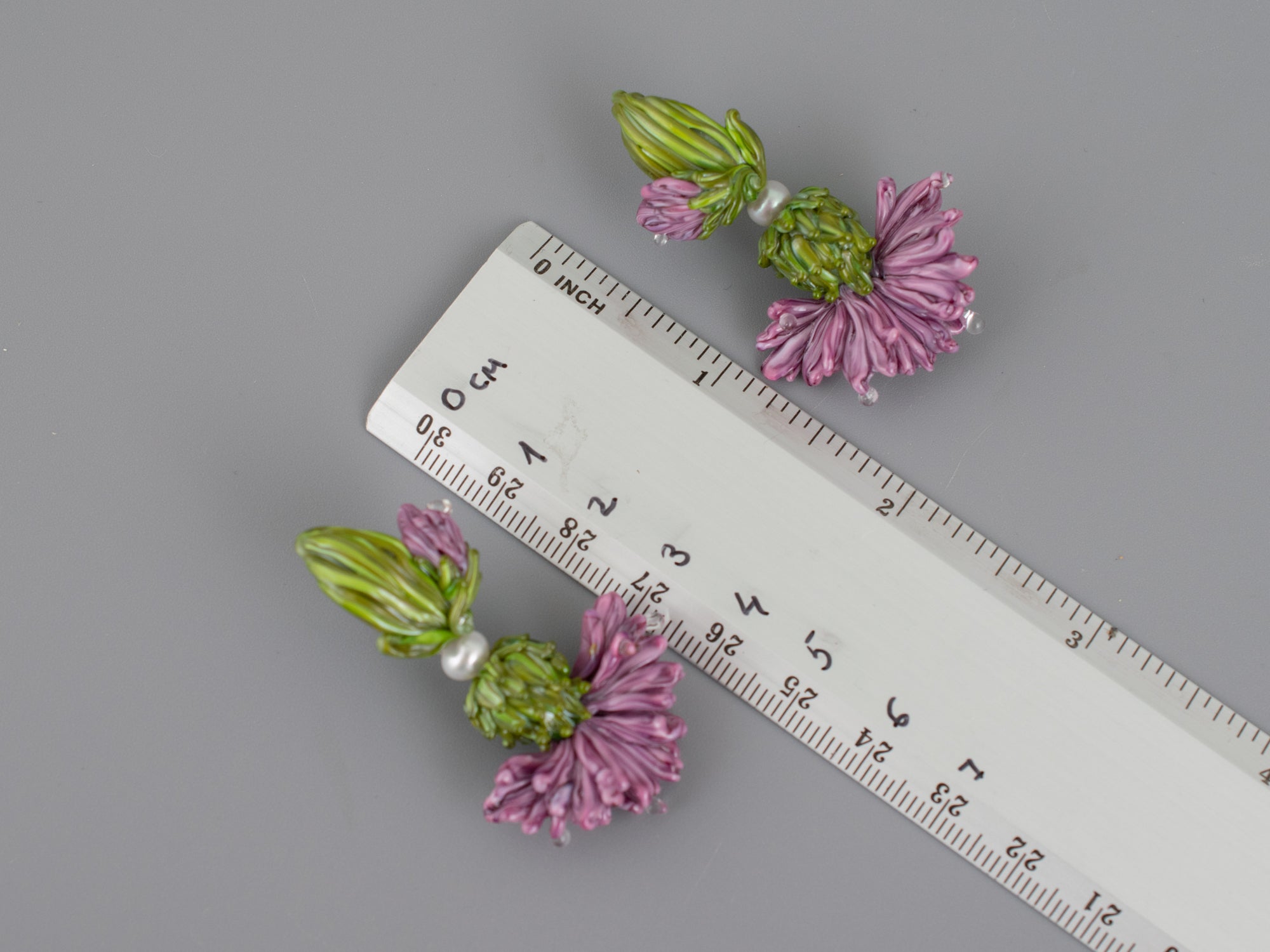Purple cornflower earrings