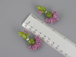 Purple cornflower earrings