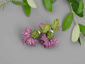 Purple cornflower earrings