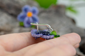 Glass purple flower earrings