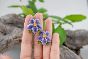 Glass purple flower earrings