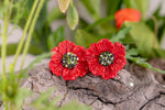 Load image into Gallery viewer, Glass red poppy earrings

