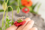 Load image into Gallery viewer, Glass red poppy earrings
