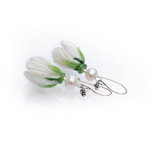 White flower earrings