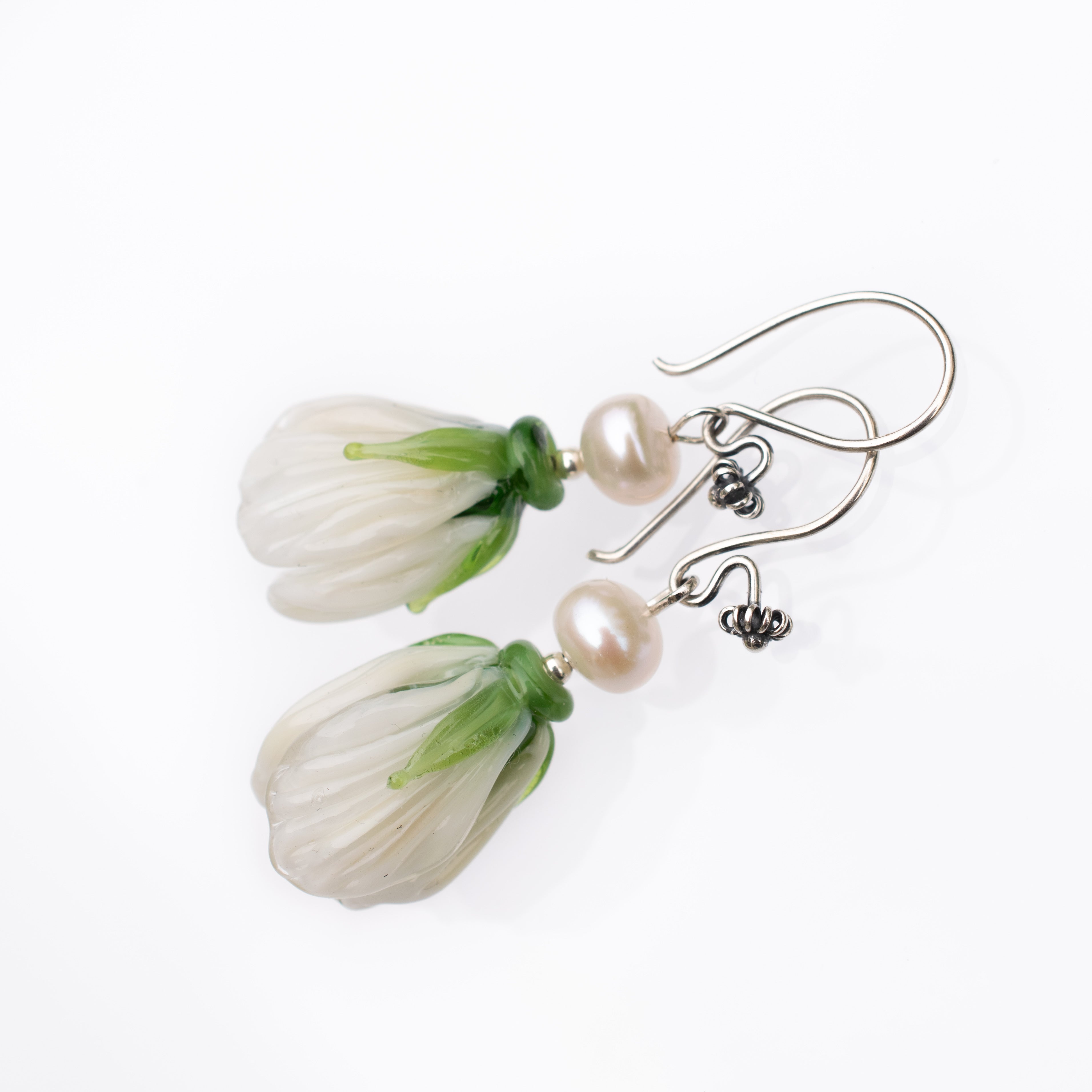 White flower earrings