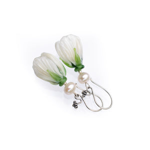 White flower earrings