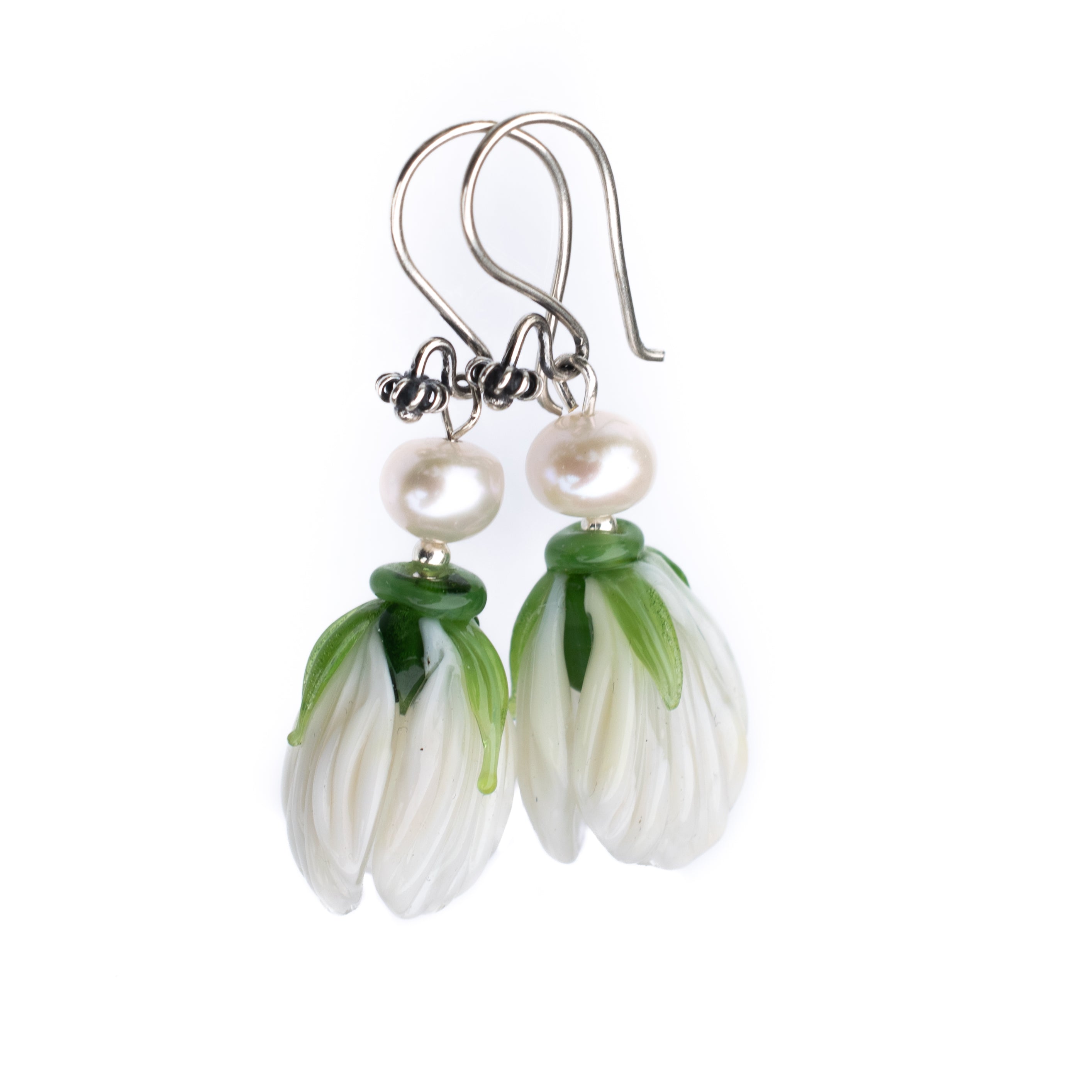 White flower earrings