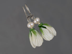 White flower earrings