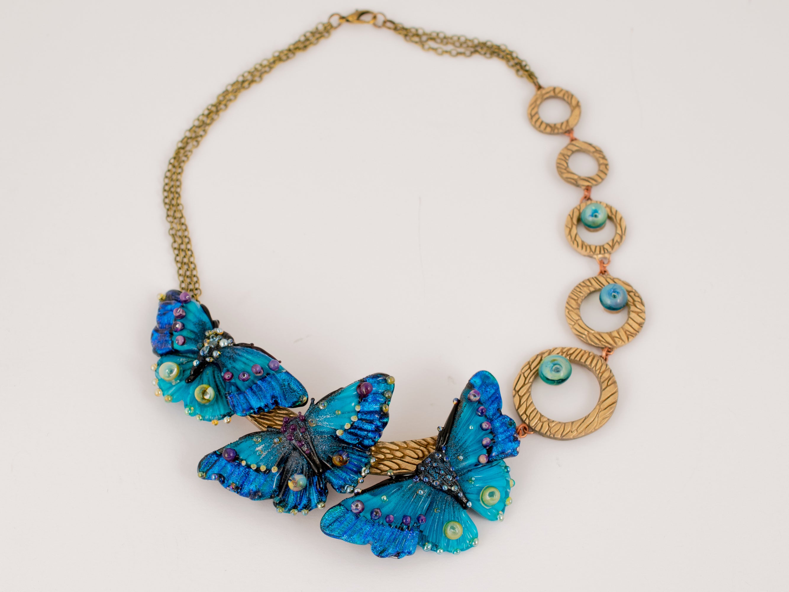 Blue butterfly necklace