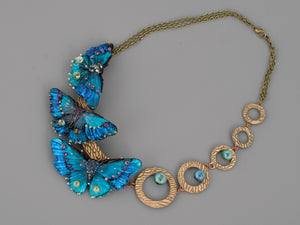 Blue butterfly necklace