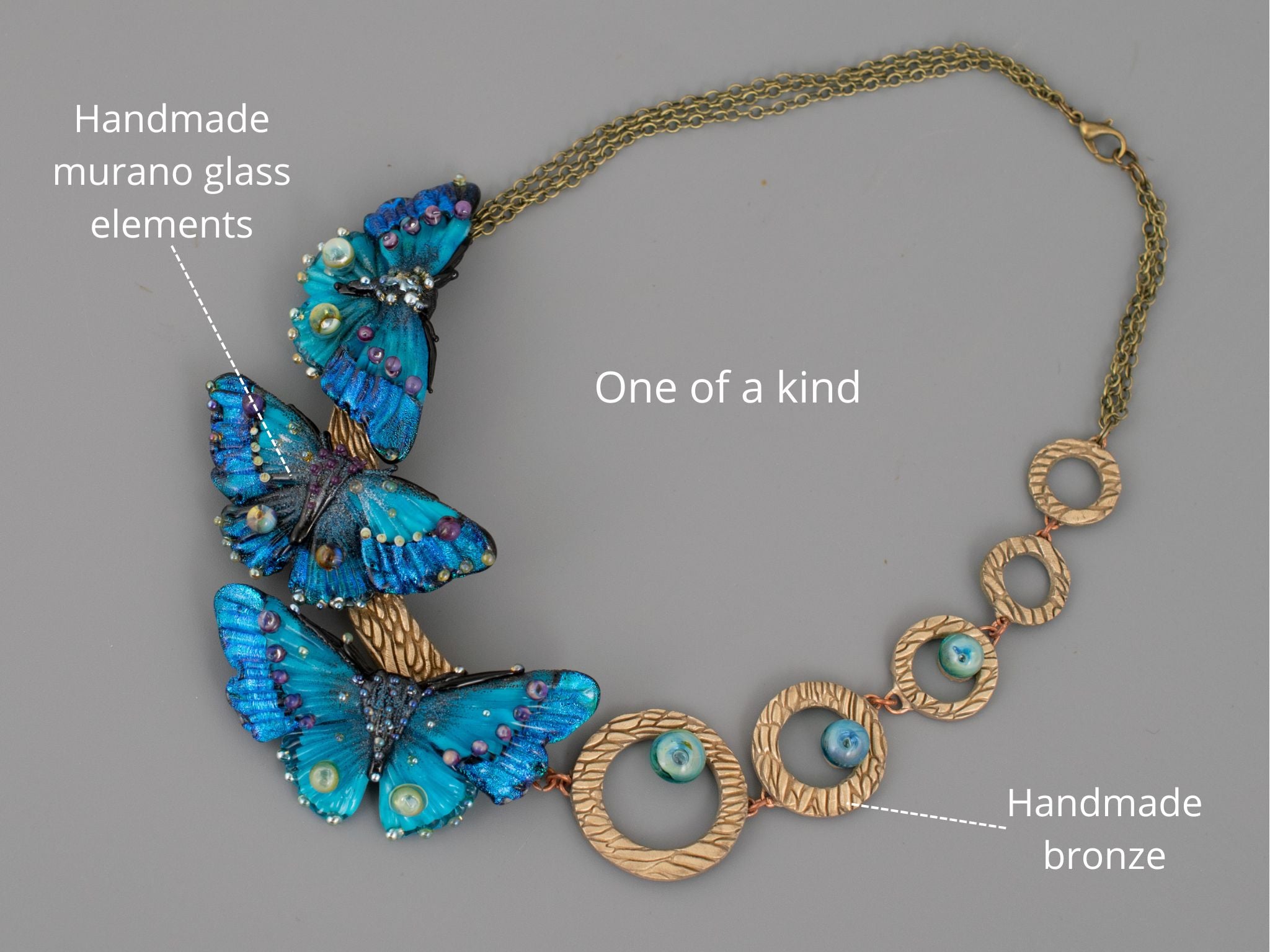 Blue butterfly necklace