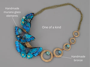 Blue butterfly necklace