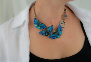 Blue butterfly necklace