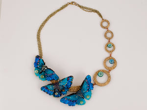 Blue butterfly necklace