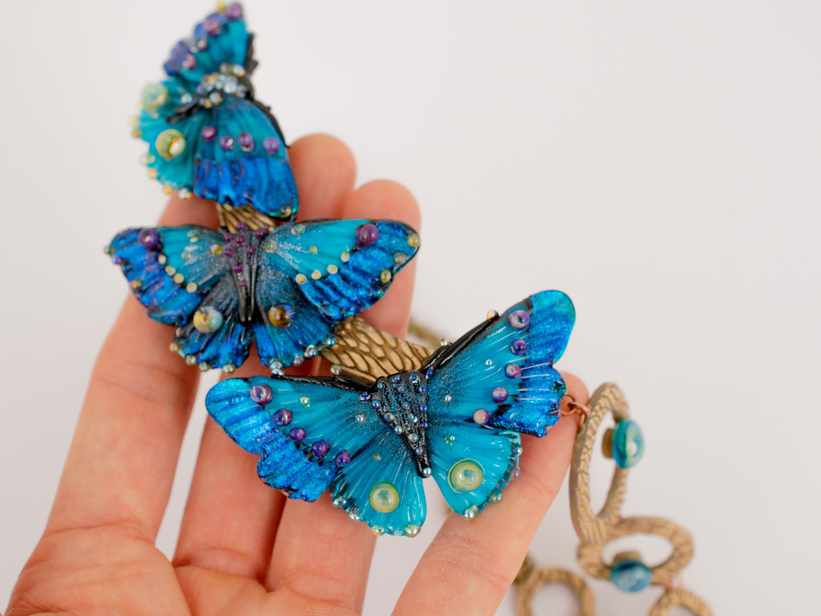 Blue butterfly necklace