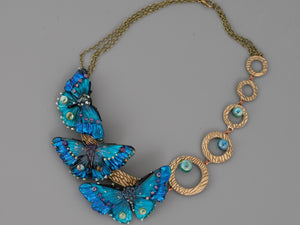 Blue butterfly necklace