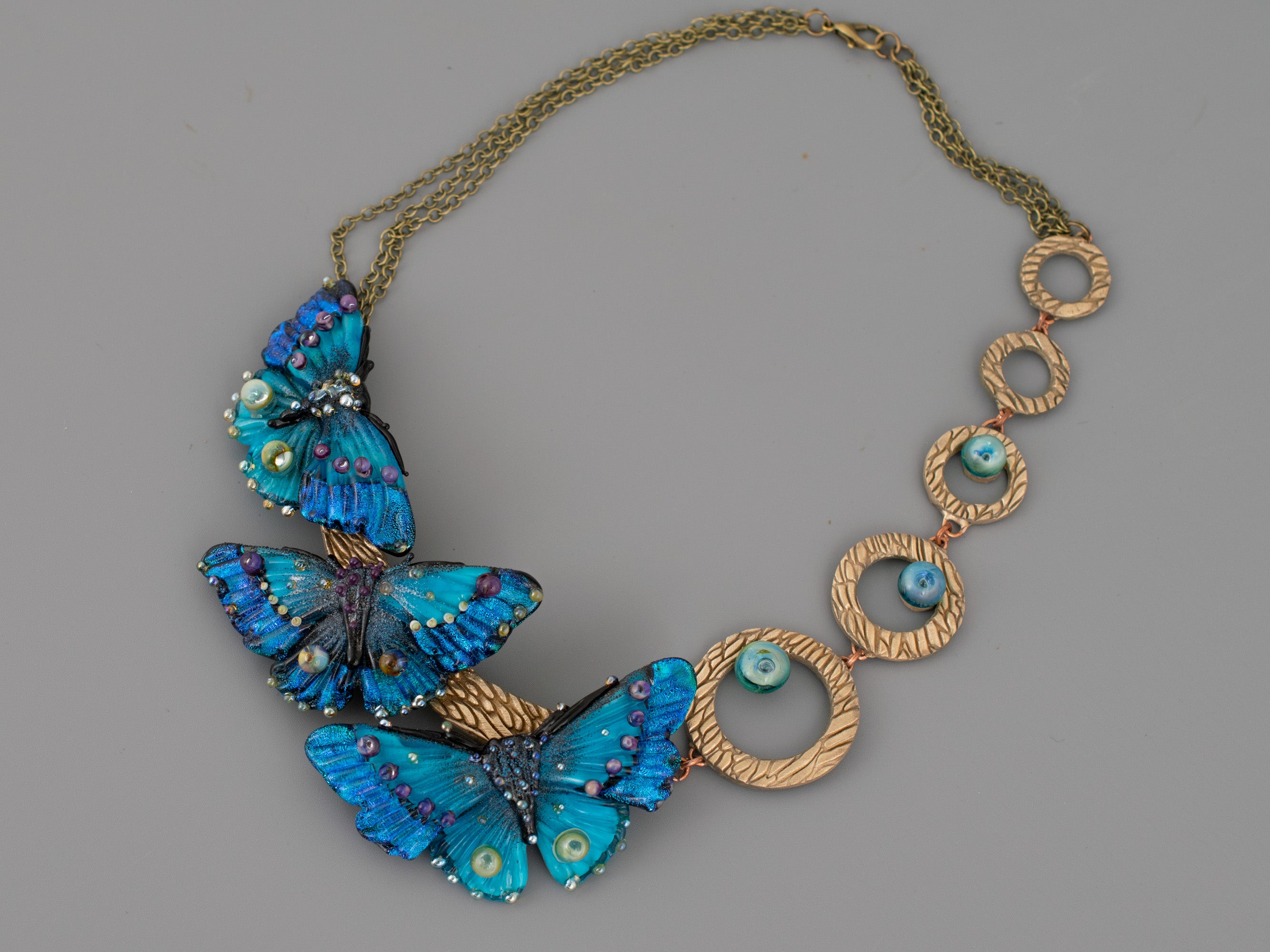 Blue butterfly necklace