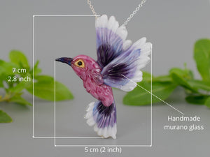 Purple hummingbird necklace