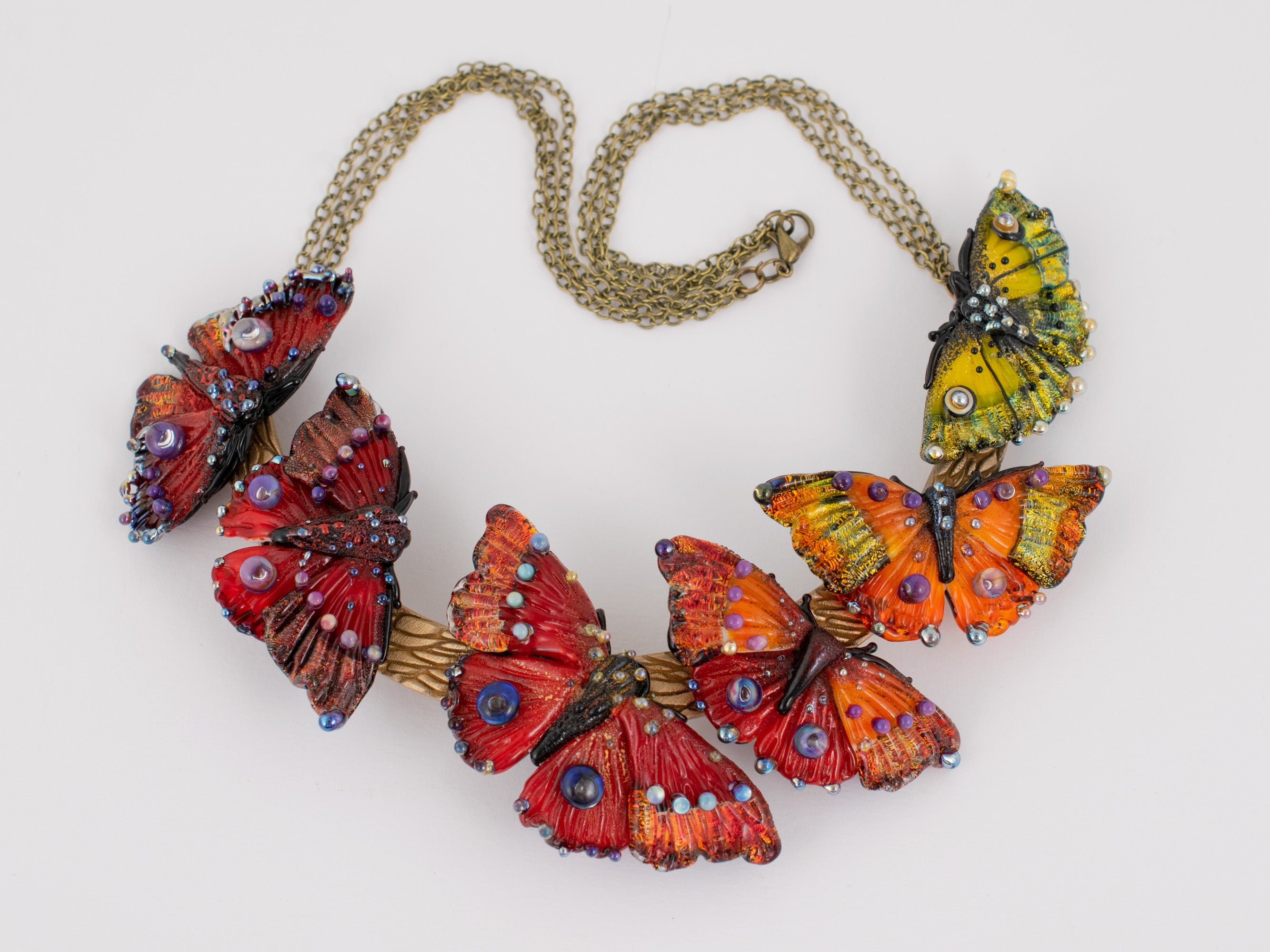 Orange butterfly necklace