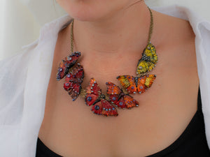 Orange butterfly necklace