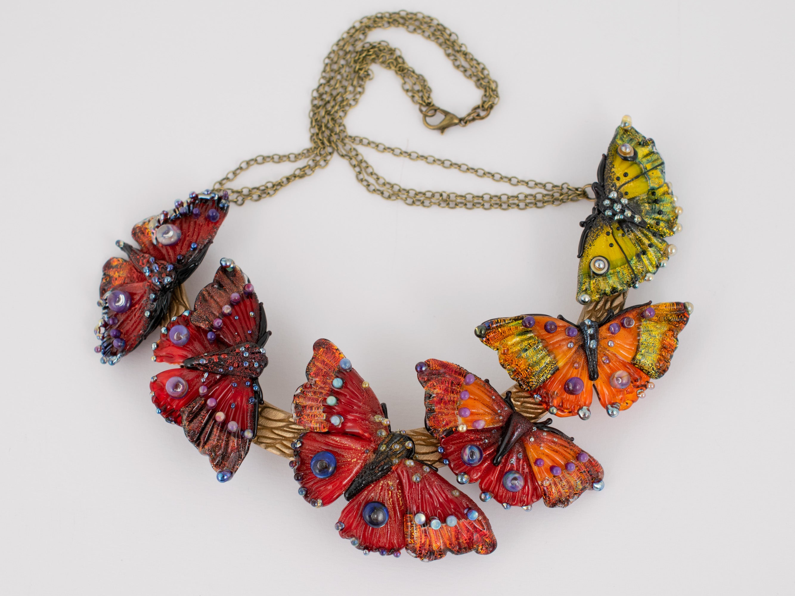 Orange butterfly necklace