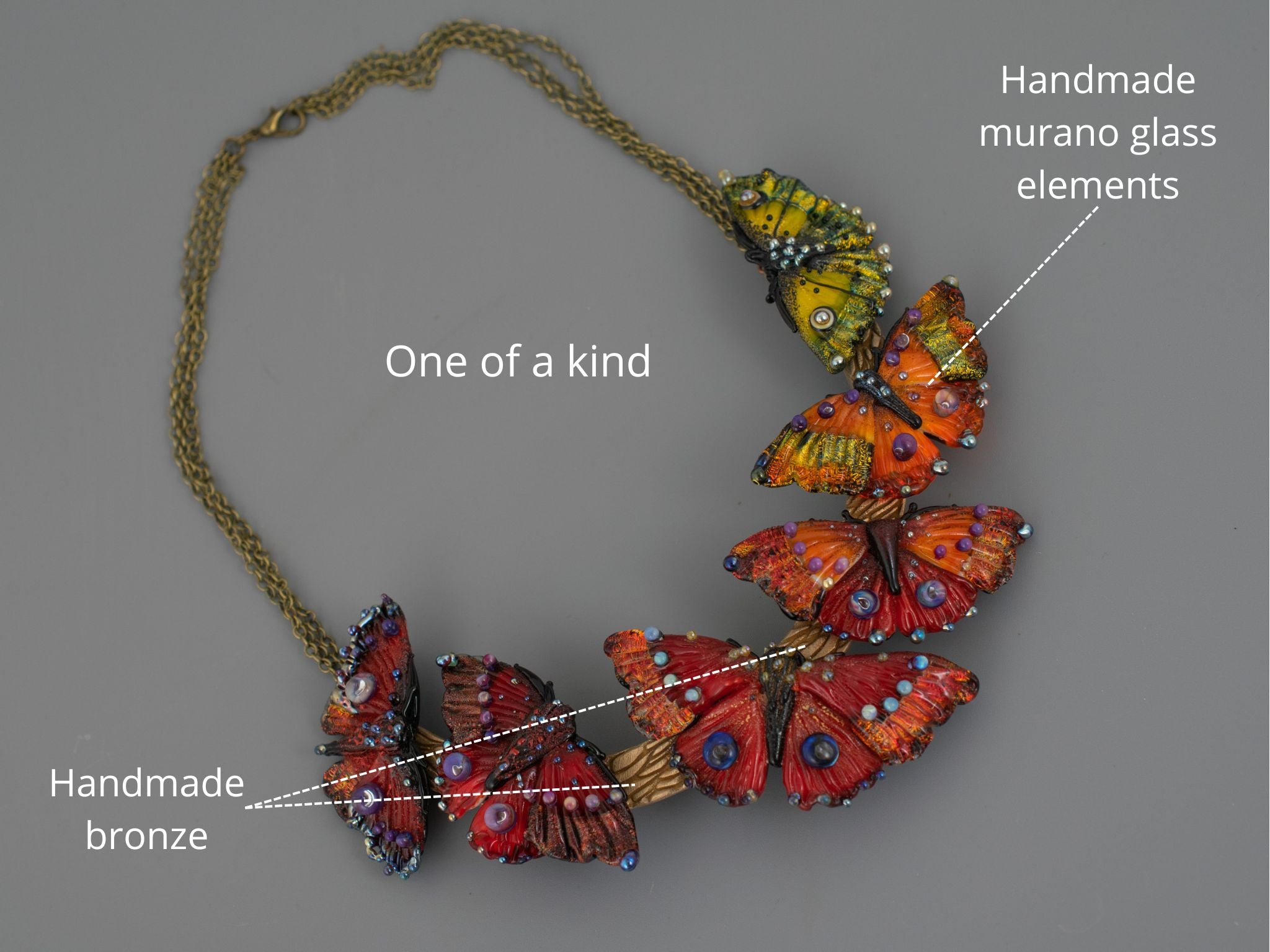 Orange butterfly necklace