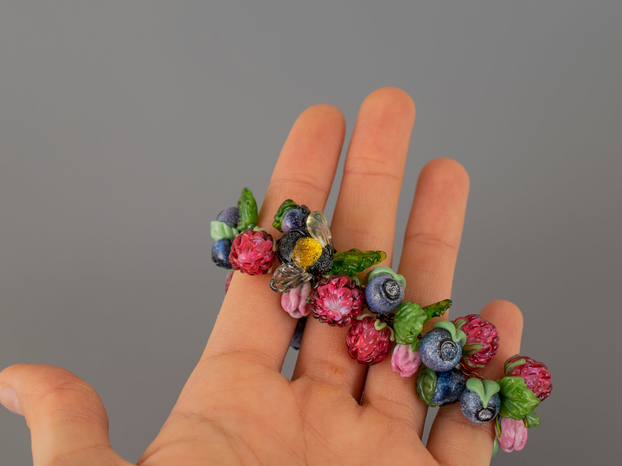 Bee and berries bracelet