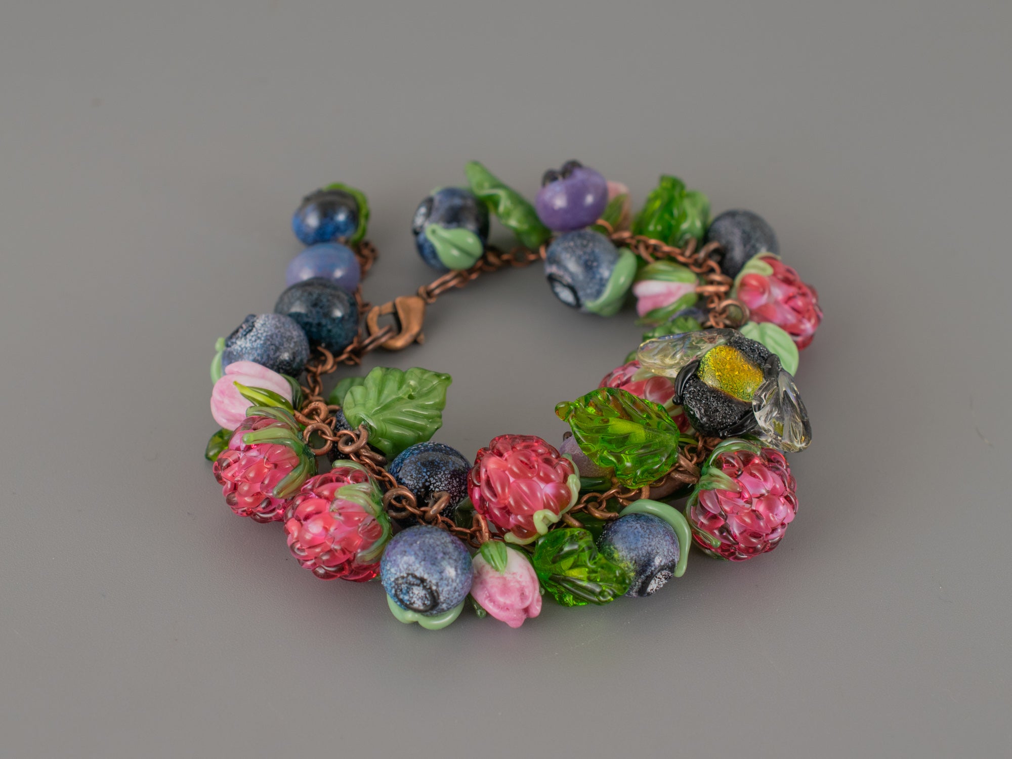 Bee and berries bracelet