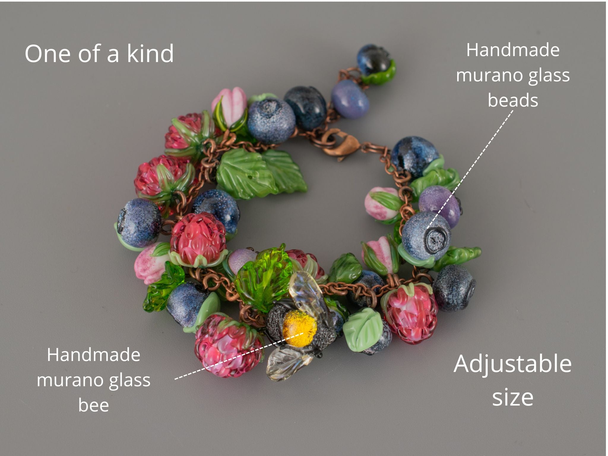 Bee and berries bracelet