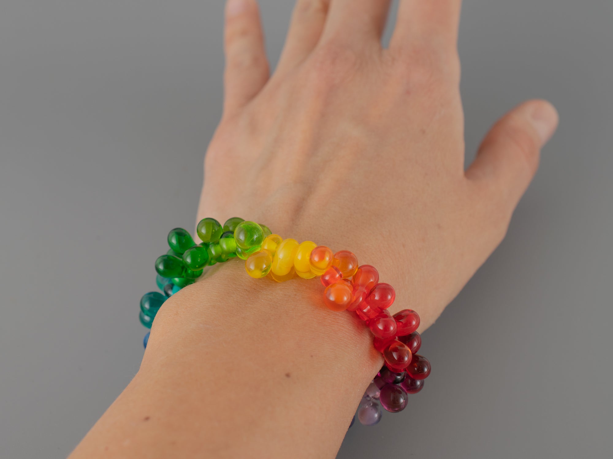 Rainbow glass beads bracelet