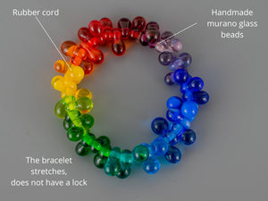 Rainbow glass beads bracelet