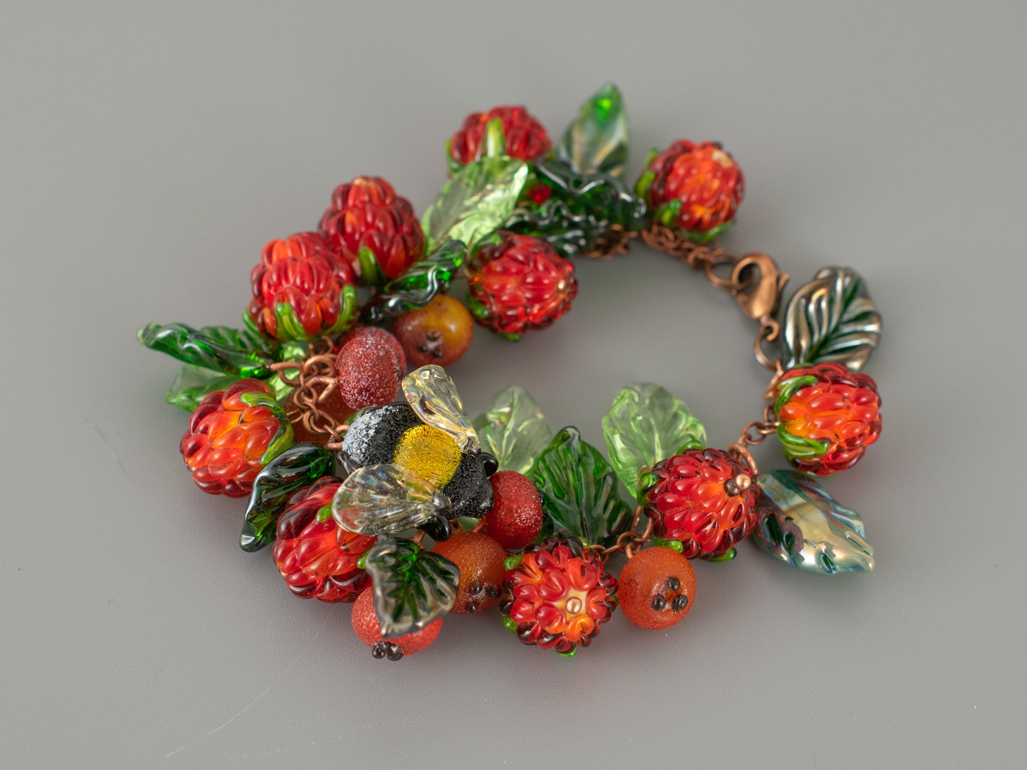 Bee and berries bracelet