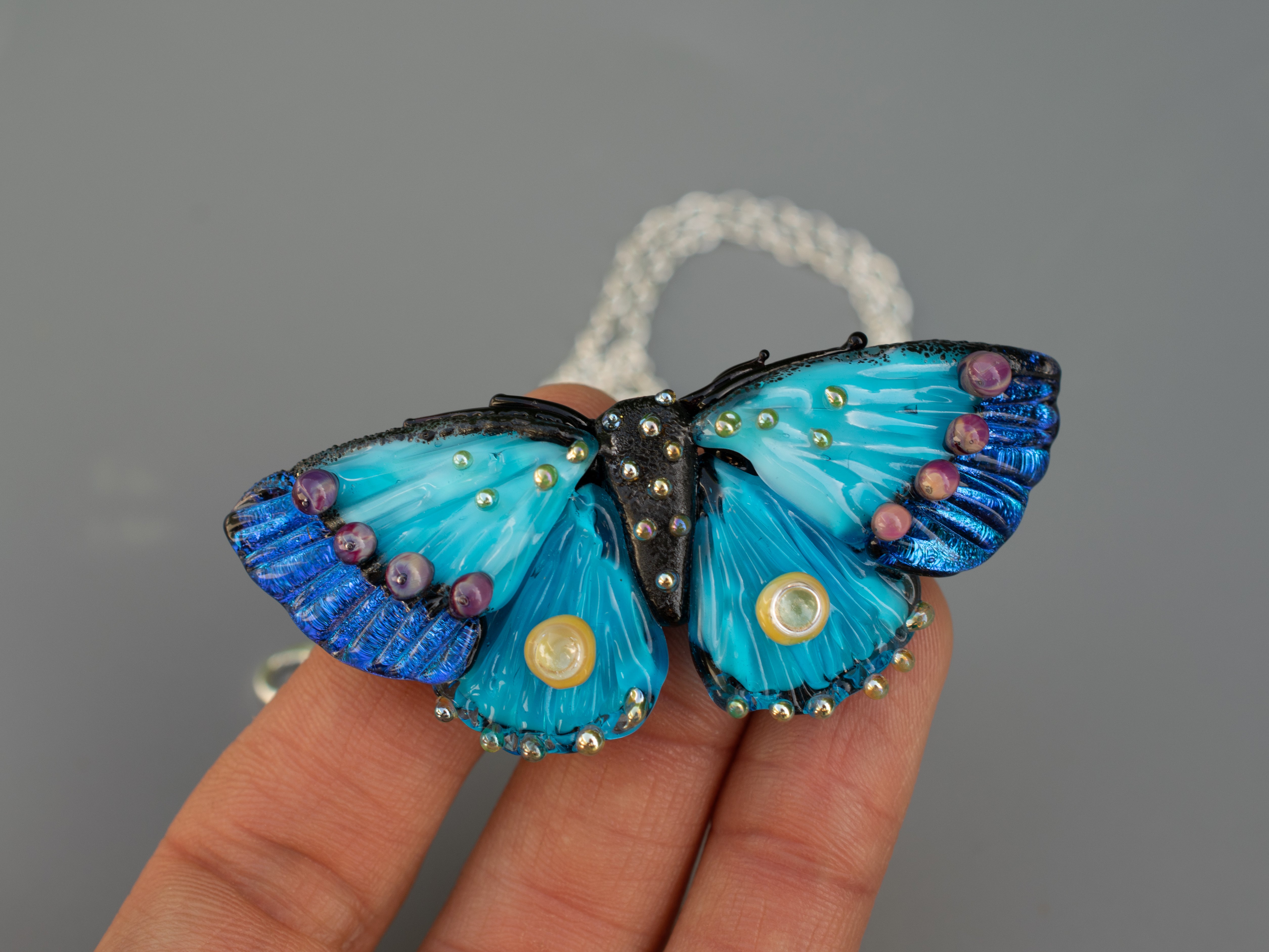 Blue butterfly necklace