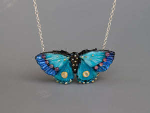 Blue butterfly necklace