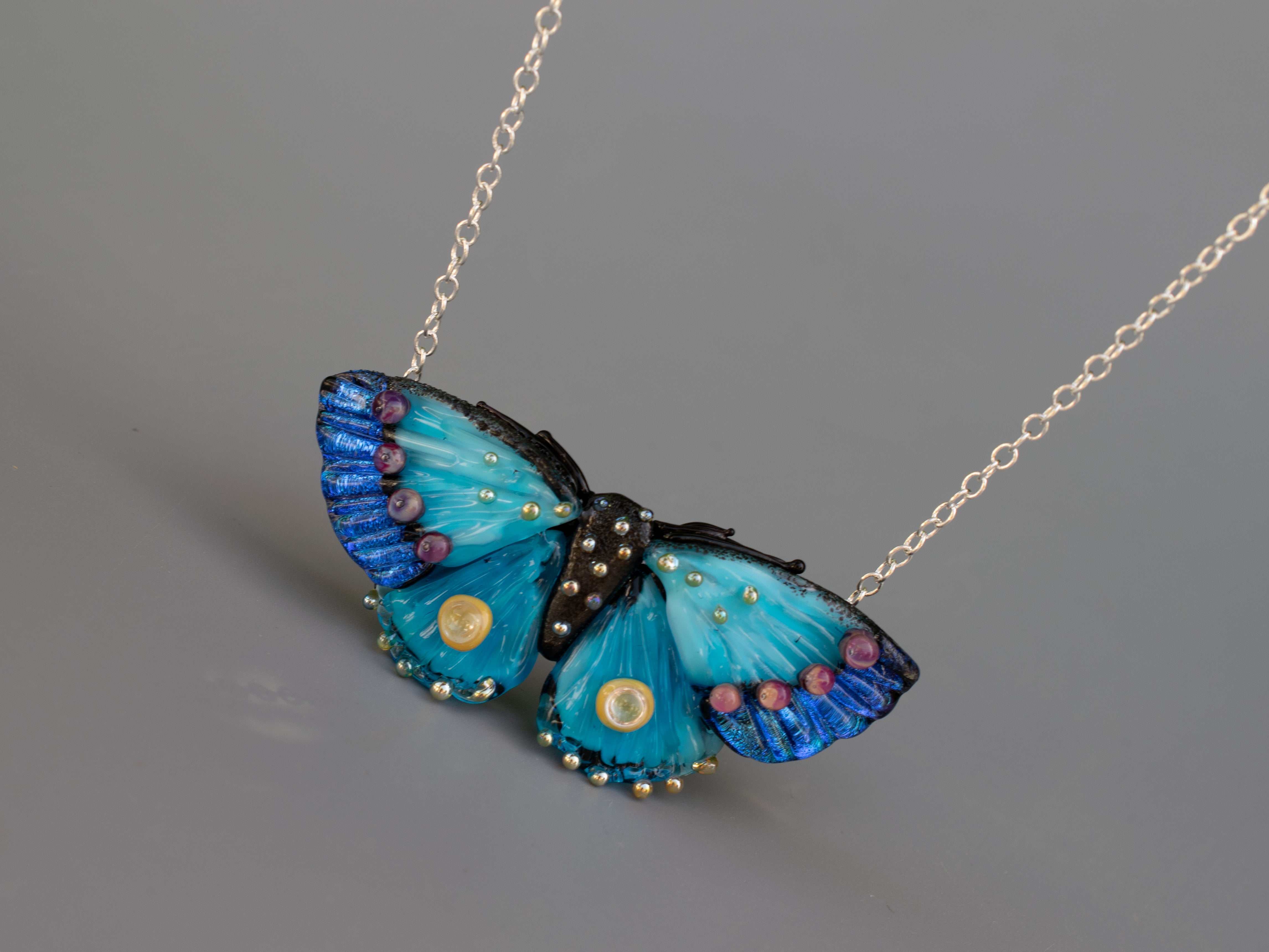 Blue butterfly necklace