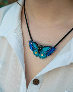 Blue butterfly necklace